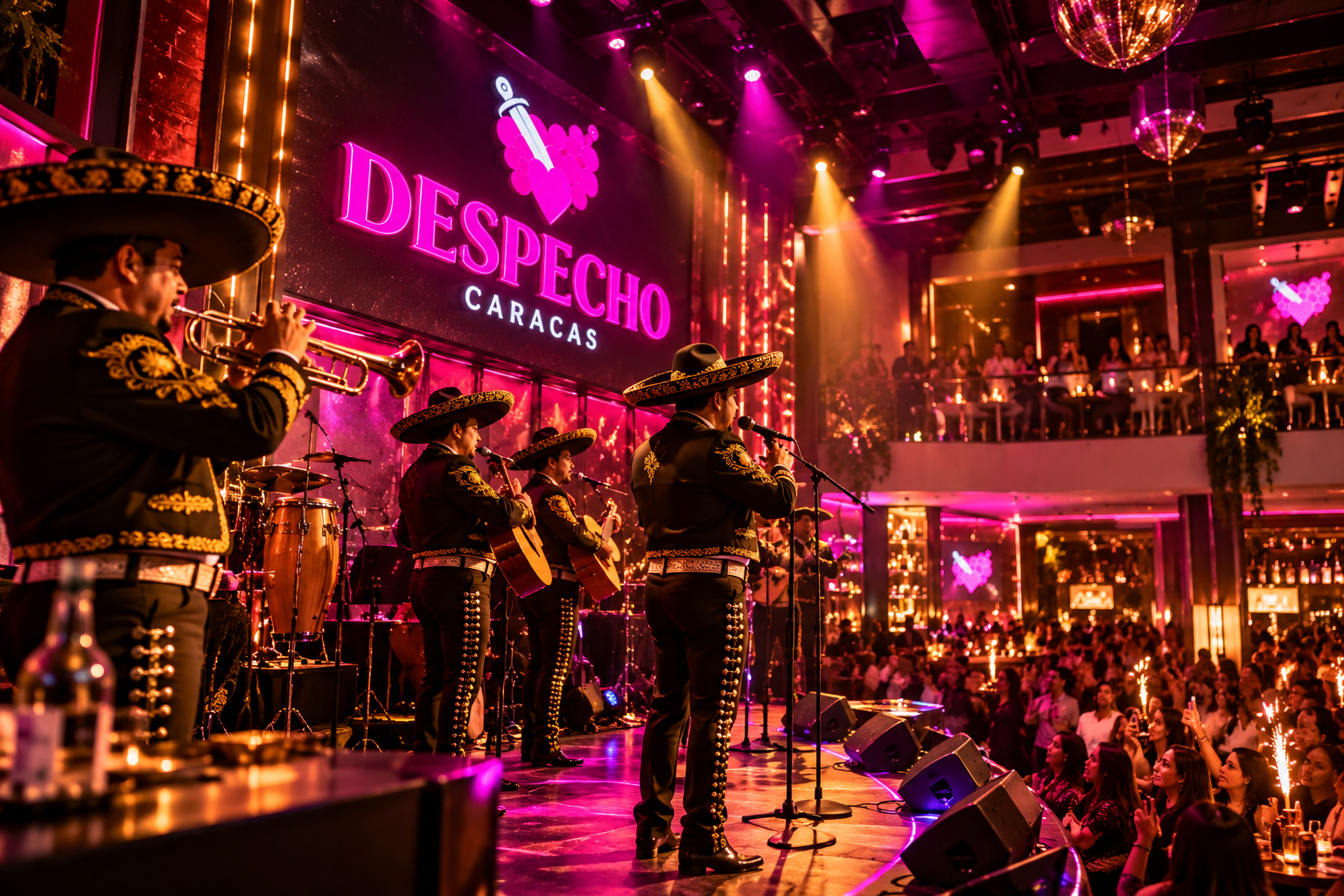Show en vivo de mariachi sobre la tarima de DESPECHO Caracas
